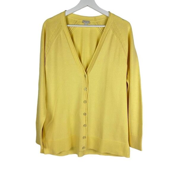 Talbots Yellow Cotton Cardigan Medium - Picture 1 of 7